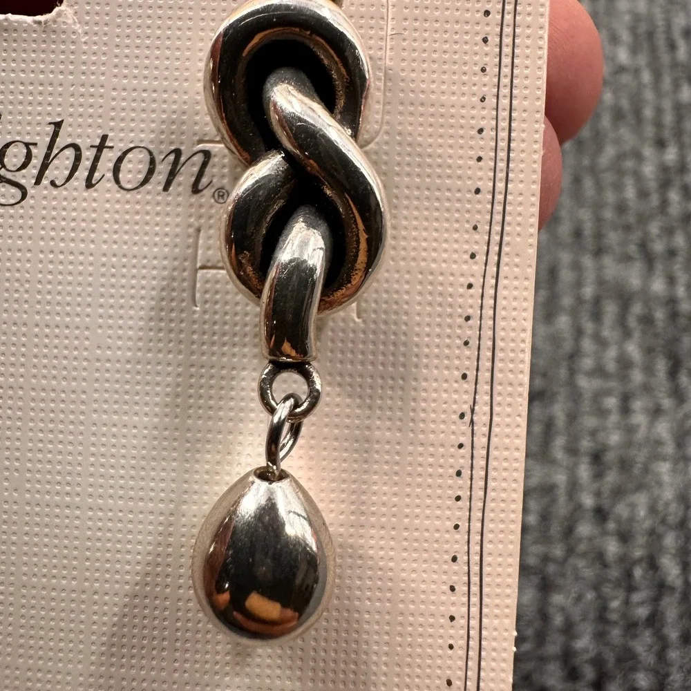 Brighton Interlok Drop Post Earrings Silver Tone Single Knot Dangle JA0135